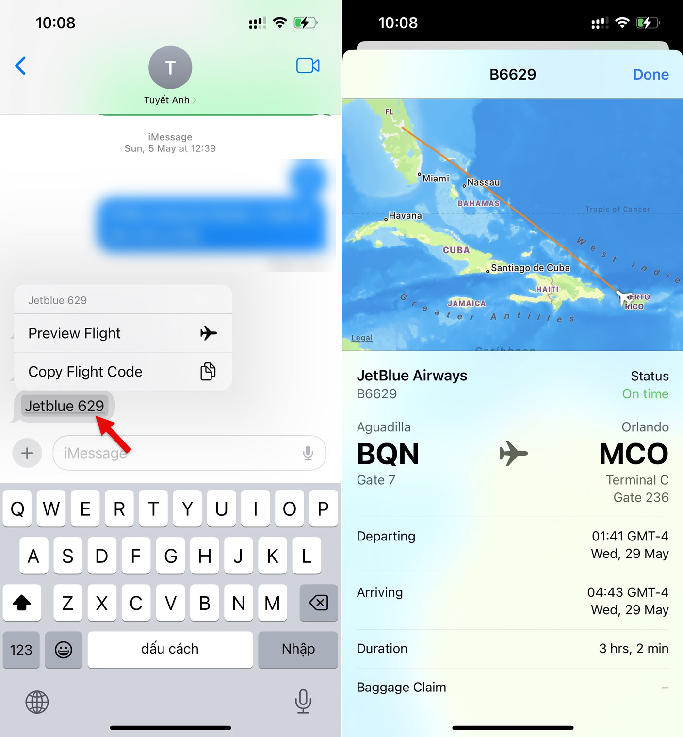 Cách theo dõi chuyến bay trong ứng dụng Messages trên iPhone - Ảnh 2.