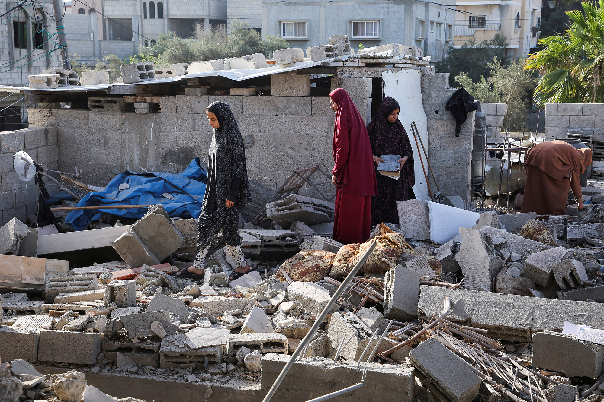 Khu vực đổ nát ở TP.Rafah, Dải Gaza ngày 3.5