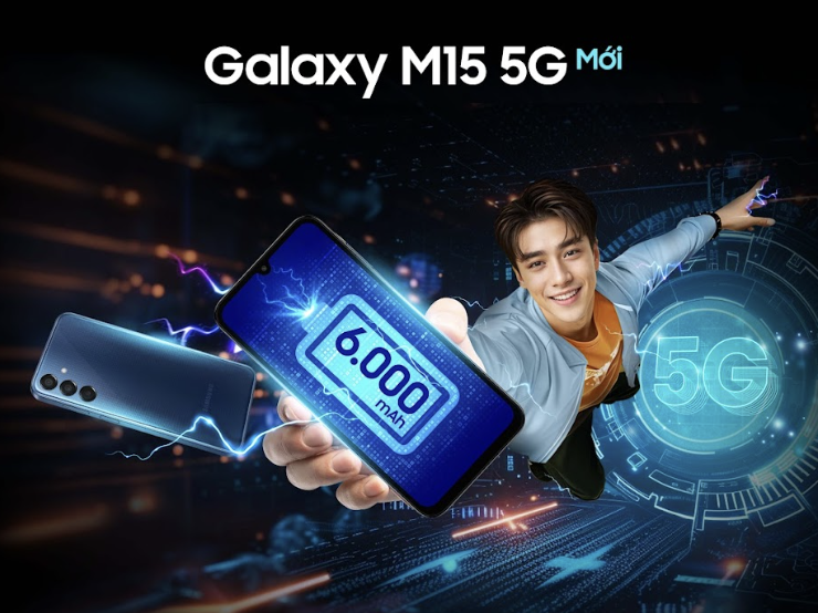 Galaxy M15 5G được trang bị viên pin khủng lên tới 6.000mAh