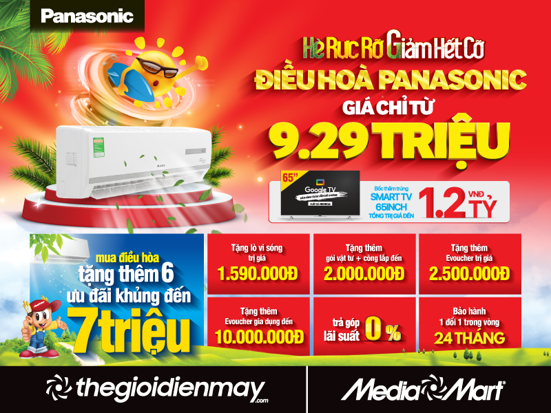 Hè rực rỡ, mua điều hòa Panasonic tại MediaMart giảm hết cỡ- Ảnh 1. Hè rực rỡ, mua điều hòa Panasonic tại MediaMart giảm hết cỡ- Ảnh 1.