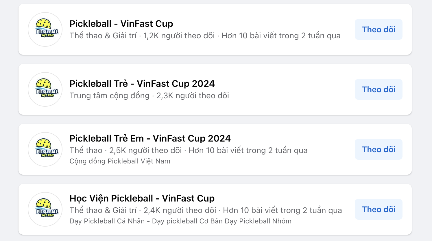 Một loạt trang giả mạo giải đấu Pickleball Thanh Niên 2024 - Cúp VINFAST