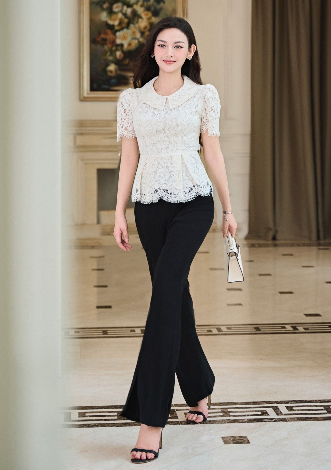 កំណត់រូបភាពនារីដ៏ប្រណិតជាមួយនឹងម៉ូដចរ - រូបថត ៤. Định nghĩa hình ảnh quý cô sang trọng với thời trang vải ren- Ảnh 4.