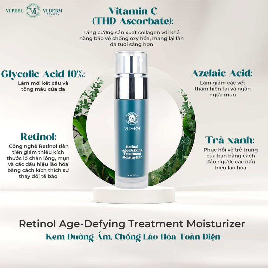 Hướng dẫn sử dụng kem chống lão hóa VI Derm Retinol Age-Defying Treatment  Moisturizer ngừa bong tróc