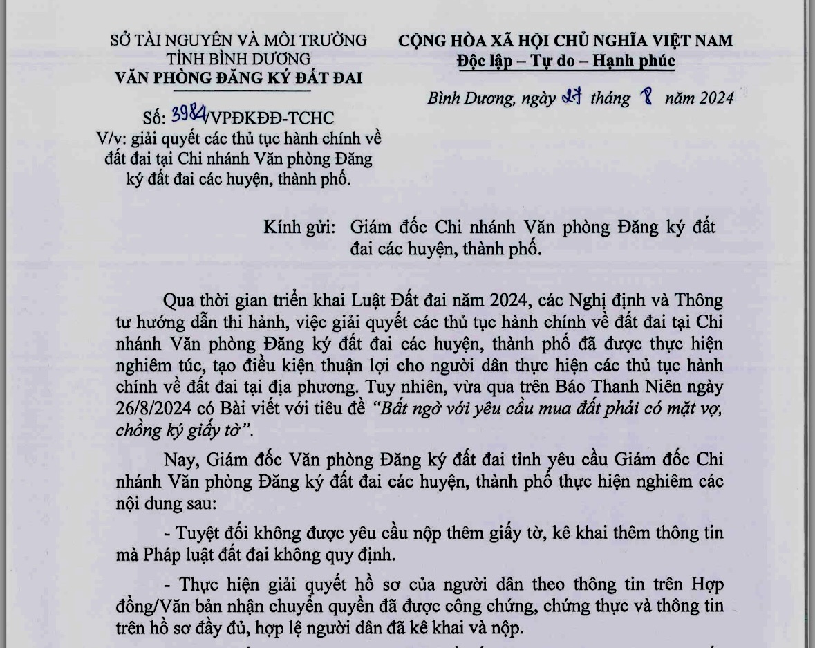 Bình Dương bỏ yêu cầu mua đất phải có mặt vợ chồng để ký giấy tờ- Ảnh 1.