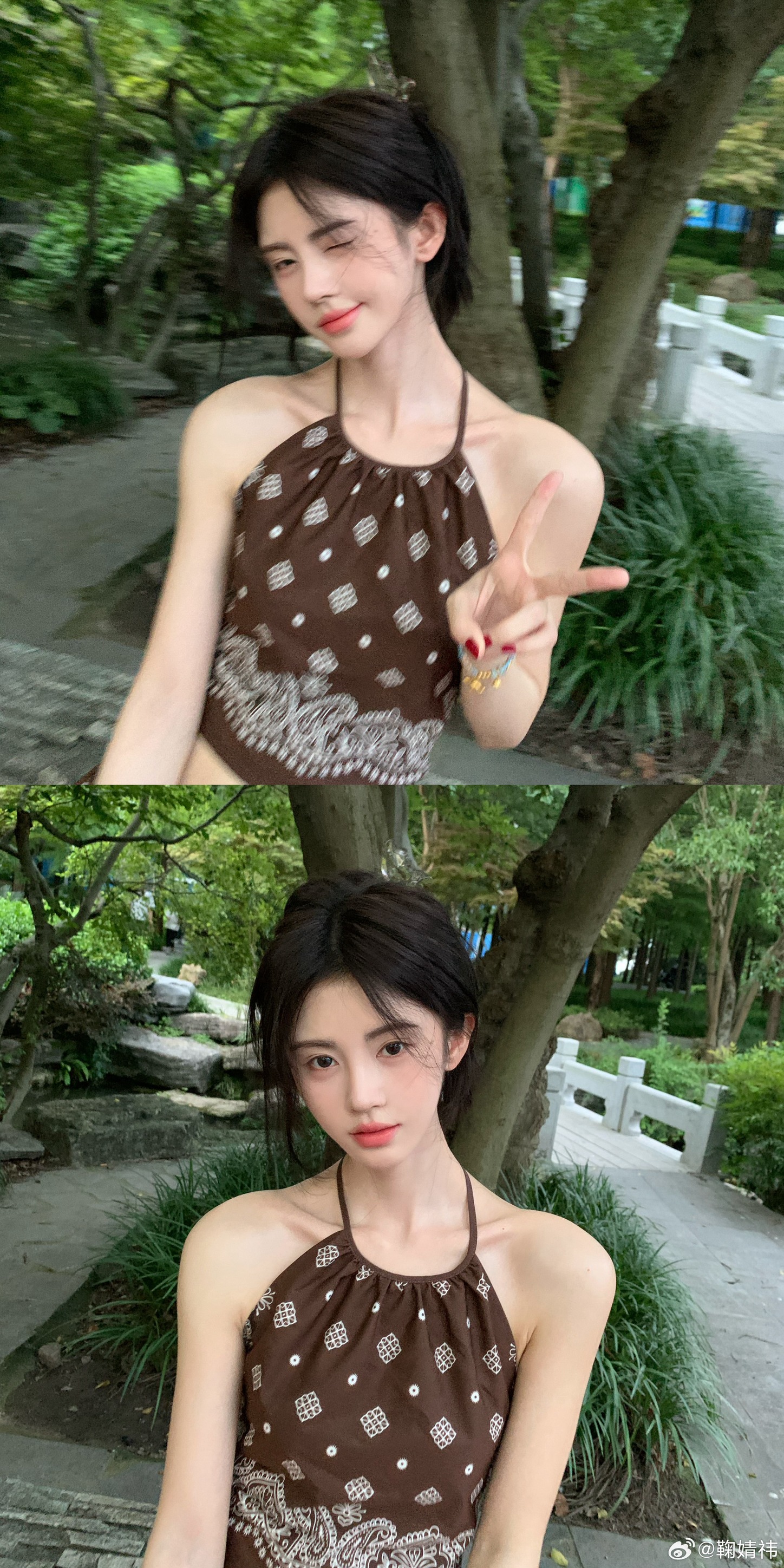 Cuc Tinh Y اکثر گردن والی شرٹ پہنتی ہیں، جو اس کے دلکش کالر کی ہڈی کو دکھاتی ہیں - تصویر 6۔ Cúc Tịnh Y chăm diện áo cổ yếm, khoe xương quai xanh quyến rũ- Ảnh 6.