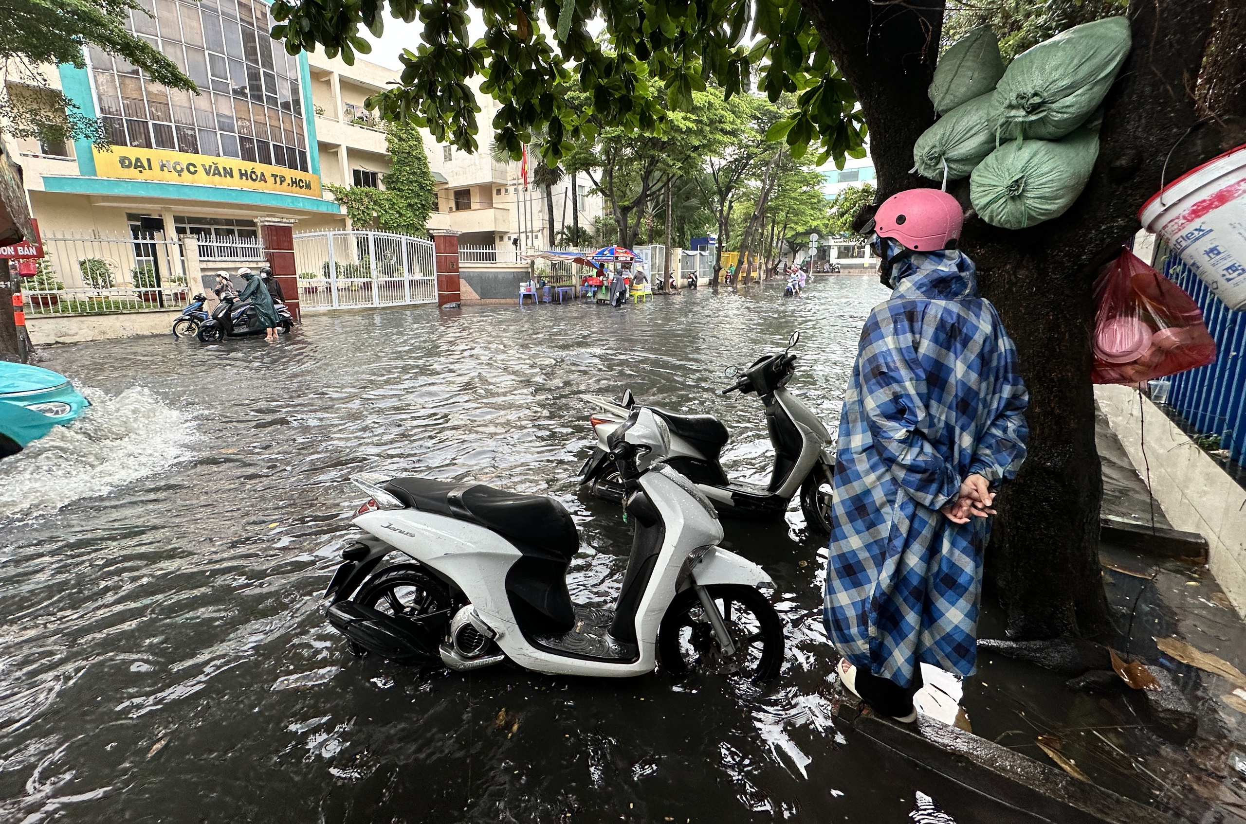 Mưa lớn giữa trưa ở TP.HCM, 'phố nhà giàu' Thảo Điền lại ngập- Ảnh 5.