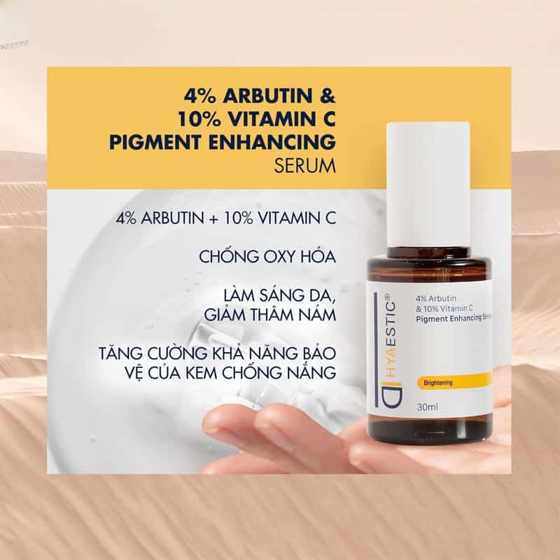 Hyaestic 4% Arbutin & 10% Vitamin C Pigment Enhancing Serum - Dr.Da liễu  của bạn