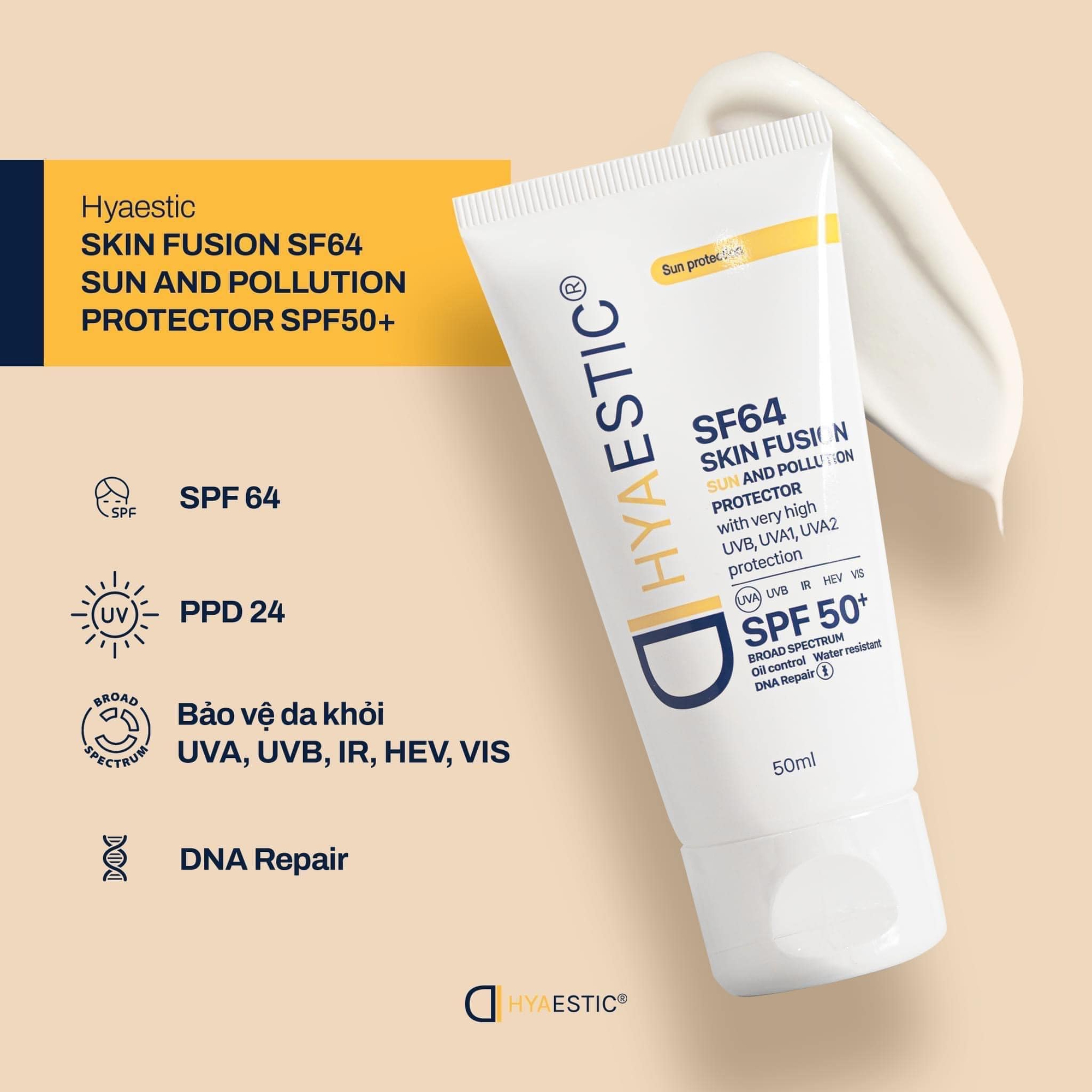 Kem Chống Nắng Bảo Vệ Hyaestic Skin Fusion SF64 Sun And Pollution Protector  SPF50+ (10ml - 50ml) | Shopee Việt Nam