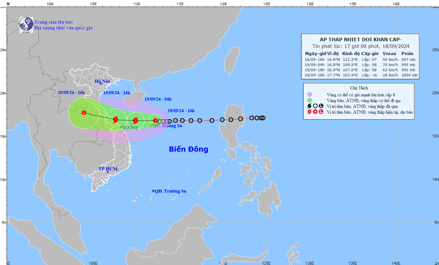 [CẬP NHẬT BÃO SỐ 4] Áp thấp nhiệt đới cách Đà Nẵng 430 km- Ảnh 1.