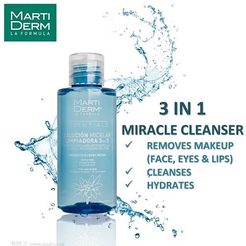 Nước tẩy trang Martiderm Essentials Micellar Cleansing Solution 3 in 1 giúp bạn tối giản bước làm sạch da