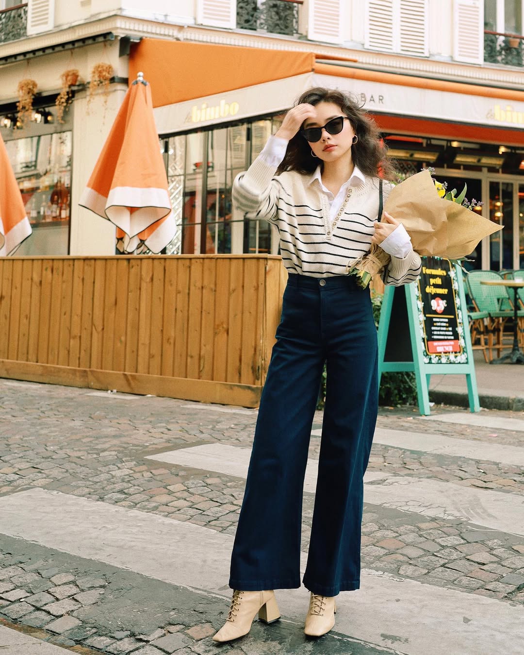 आकर्षक धारीदार पैटर्न के साथ वसंत का स्वागत करें - फोटो 8. Chào xuân với họa tiết kẻ sọc đầy cuốn hút- Ảnh 8.