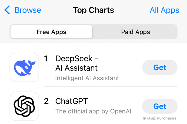 DeepSeek vươn lên vị trí số 1 trên App Store của Apple- Ảnh 1.