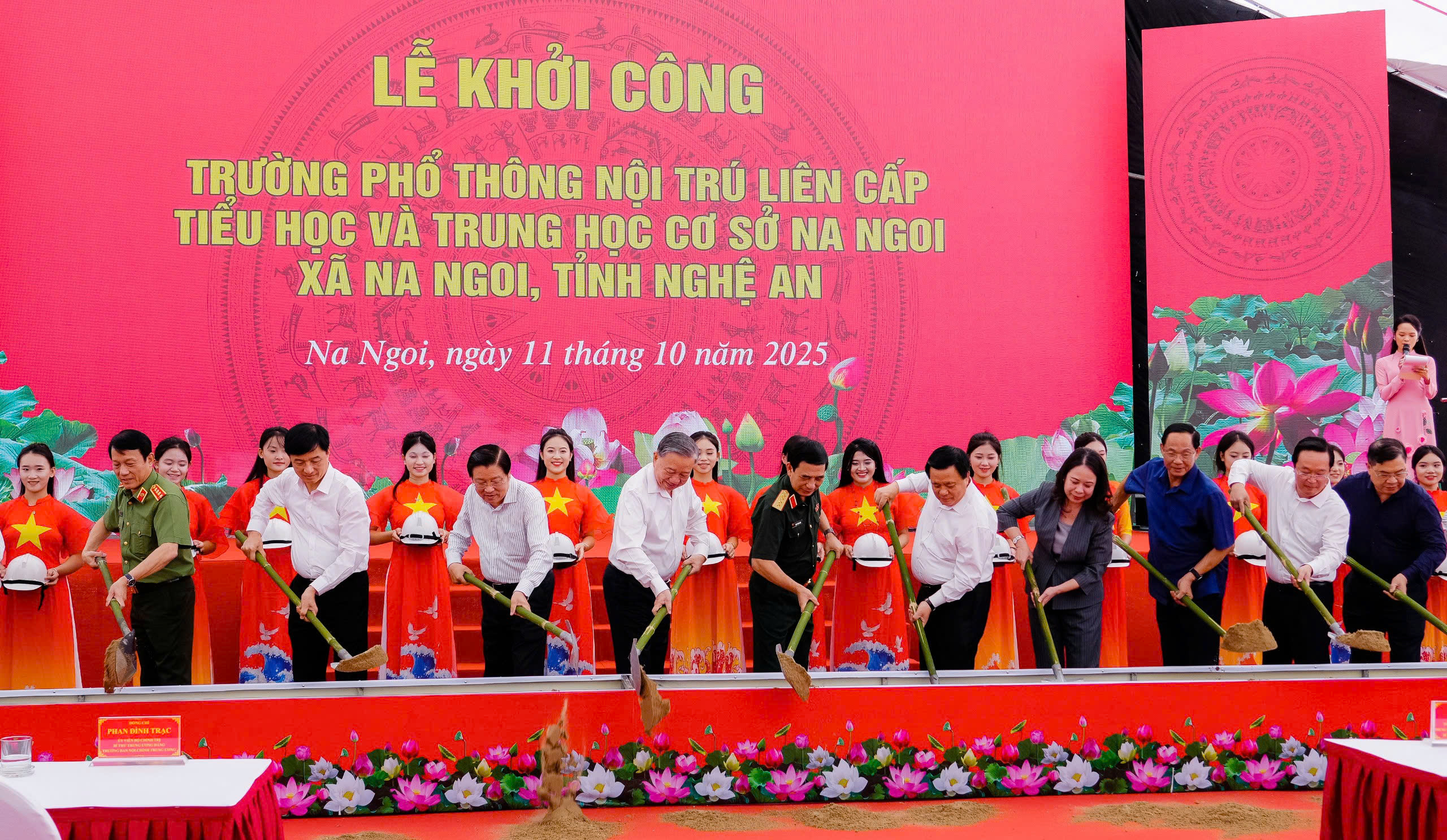 Tổng bí thư Tô Lâm dự lễ khởi công trường học ở Nghệ An - Ảnh 1.