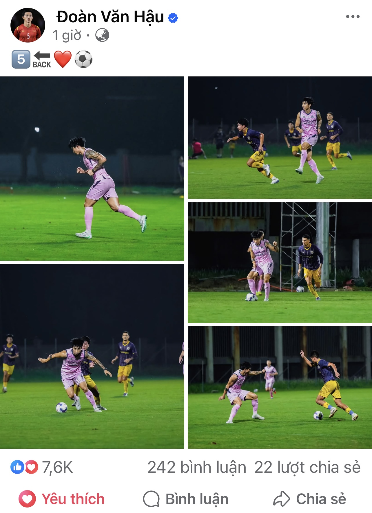 Đoàn Văn Hậu gây thích thú khi đăng ảnh chạm trán Đỗ Hoàng Hên: Lượng tương tác khủng- Ảnh 1.