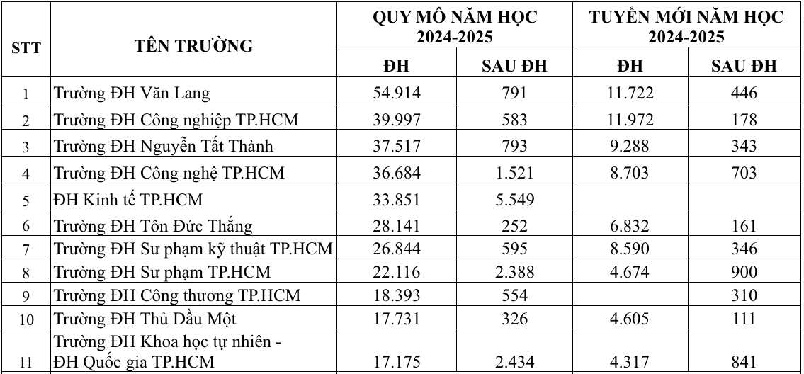Trường ĐH nào có quy mô đào tạo lớn nhất TP.HCM? - Ảnh 2.