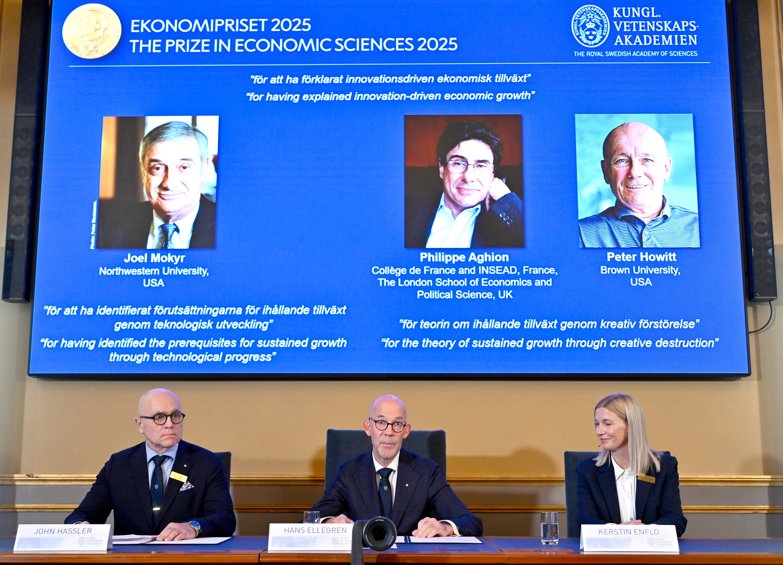 Người đoạt giải Nobel Kinh tế 2025 được xướng tên - Ảnh 1.