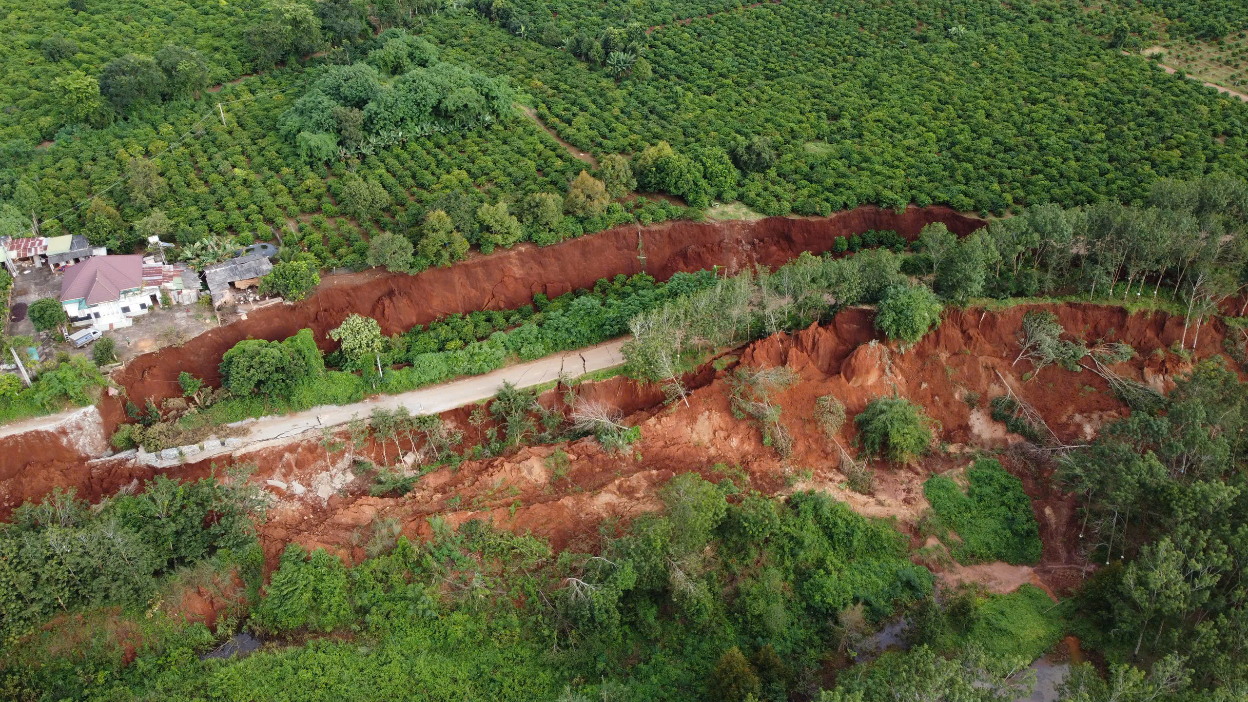 Gia Lai ghi nhận tình trạng sụt lún hàng trăm mét đường nguy hiểm cho người dân - Ảnh 3. Gia Lai ghi nhận tình trạng sụt lún hàng trăm mét đường nguy hiểm cho người dân - Ảnh 3.