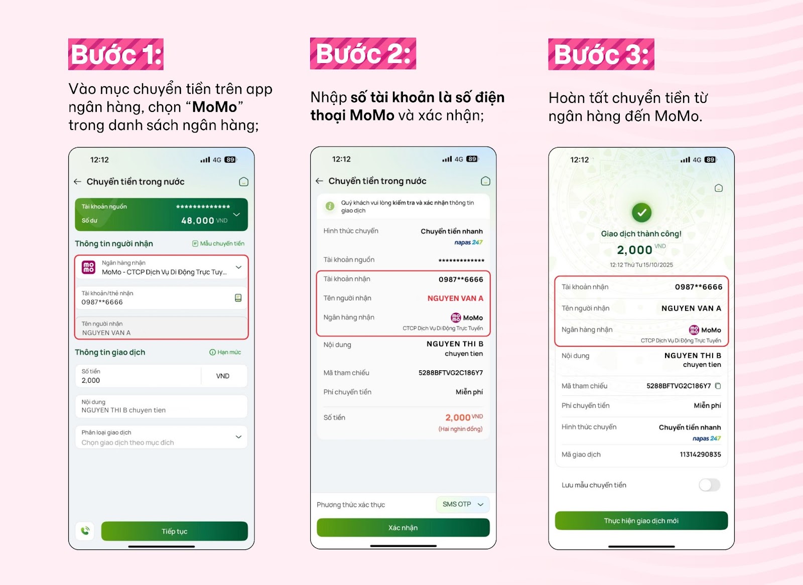 MoMo ra mắt tính năng nhận tiền từ ngân hàng qua số điện thọai tiện lợi và nhanh chóng - Ảnh 1.