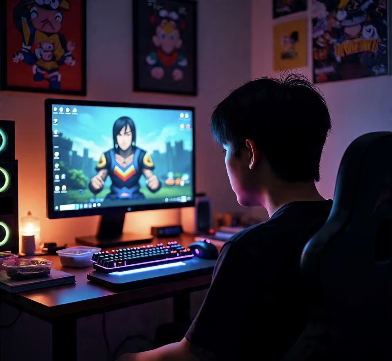 Hình ảnh thanh thiếu niên mệt mỏi và căng thẳng do chơi game quá mức, thể hiện dấu hiệu nghiện game ảnh hưởng tâm lý