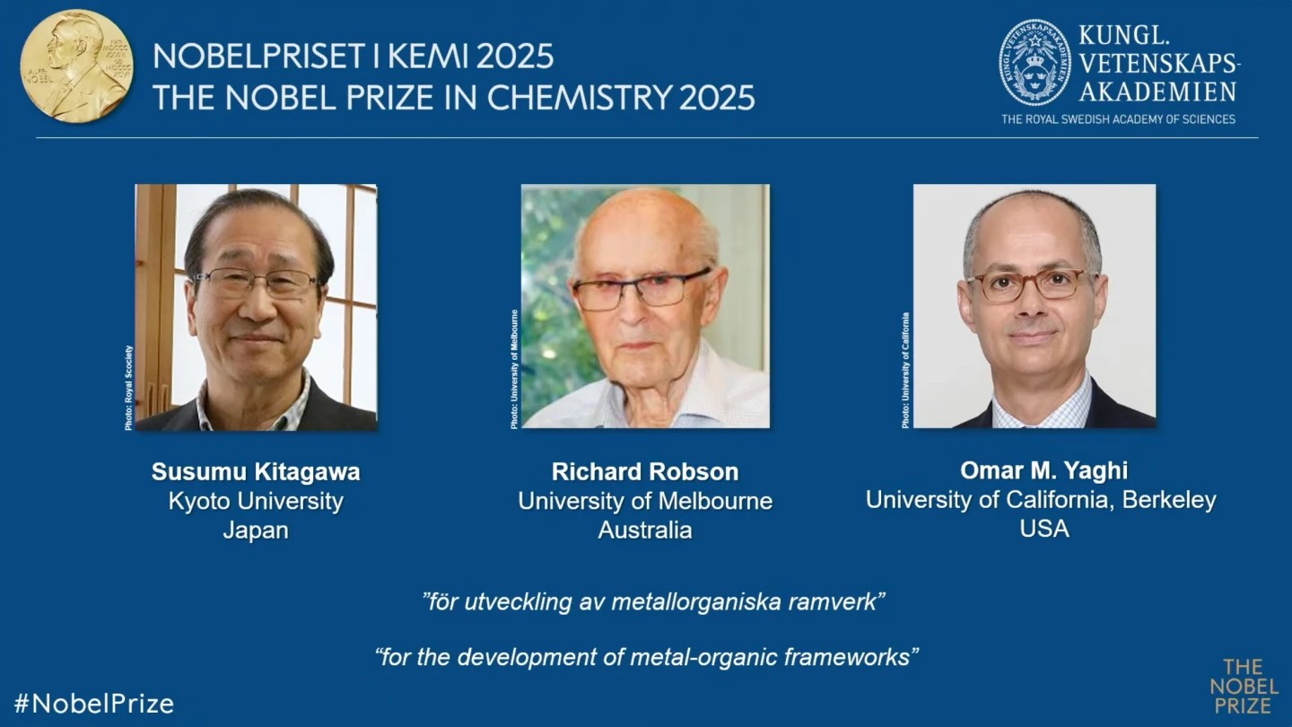 Nobel Hóa học vinh danh cấu trúc khung kim loại - hữu cơ - Ảnh 1.