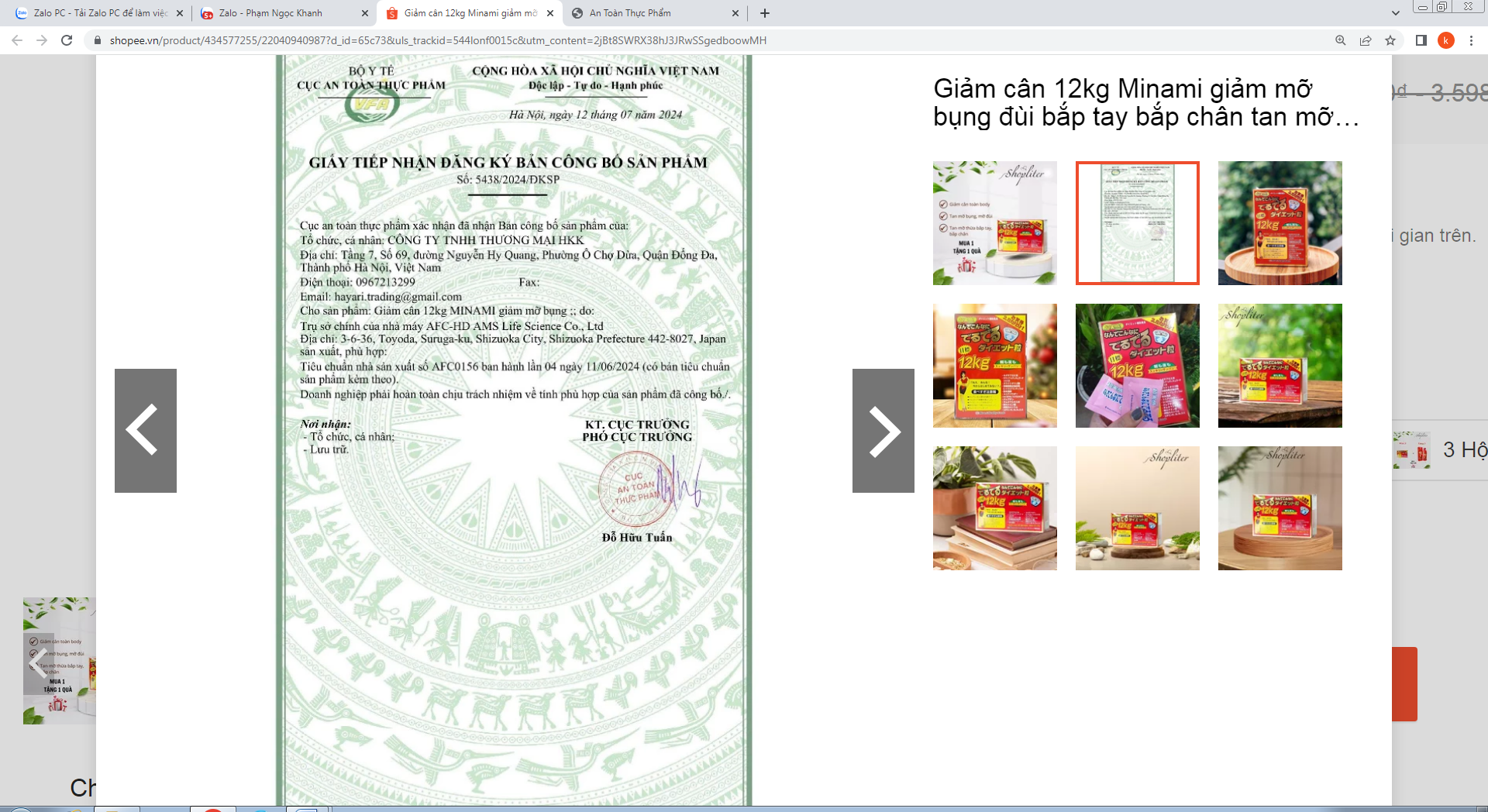 Cục An toàn thực phẩm yêu cầu Shopee ngừng bán sản phẩm Giảm cân không rõ nguồn gốc - Ảnh 1.