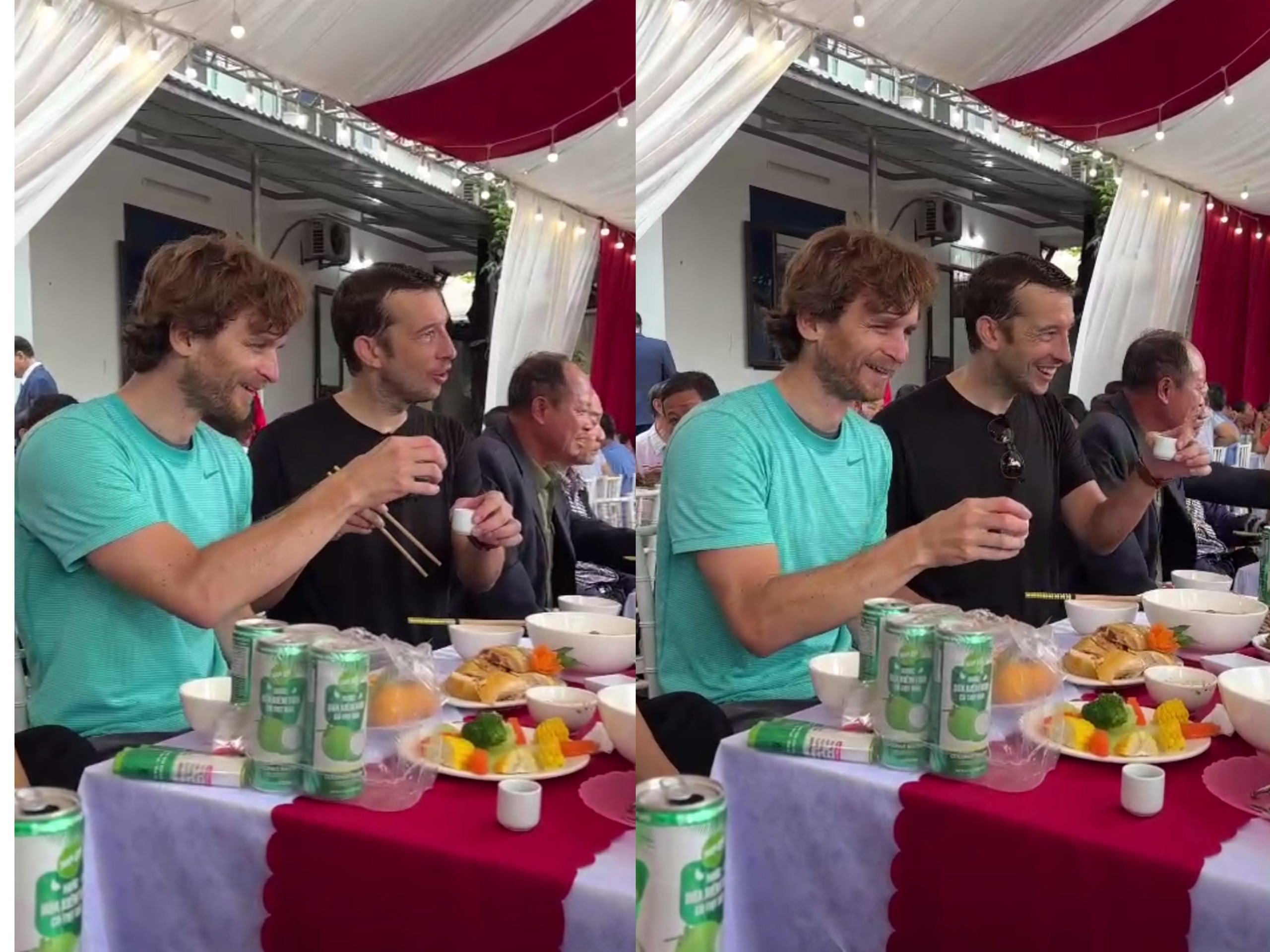 2 khách Tây đạp xe đi phượt được cô dâu, chú rể mời ăn cỗ  - Ảnh 2.