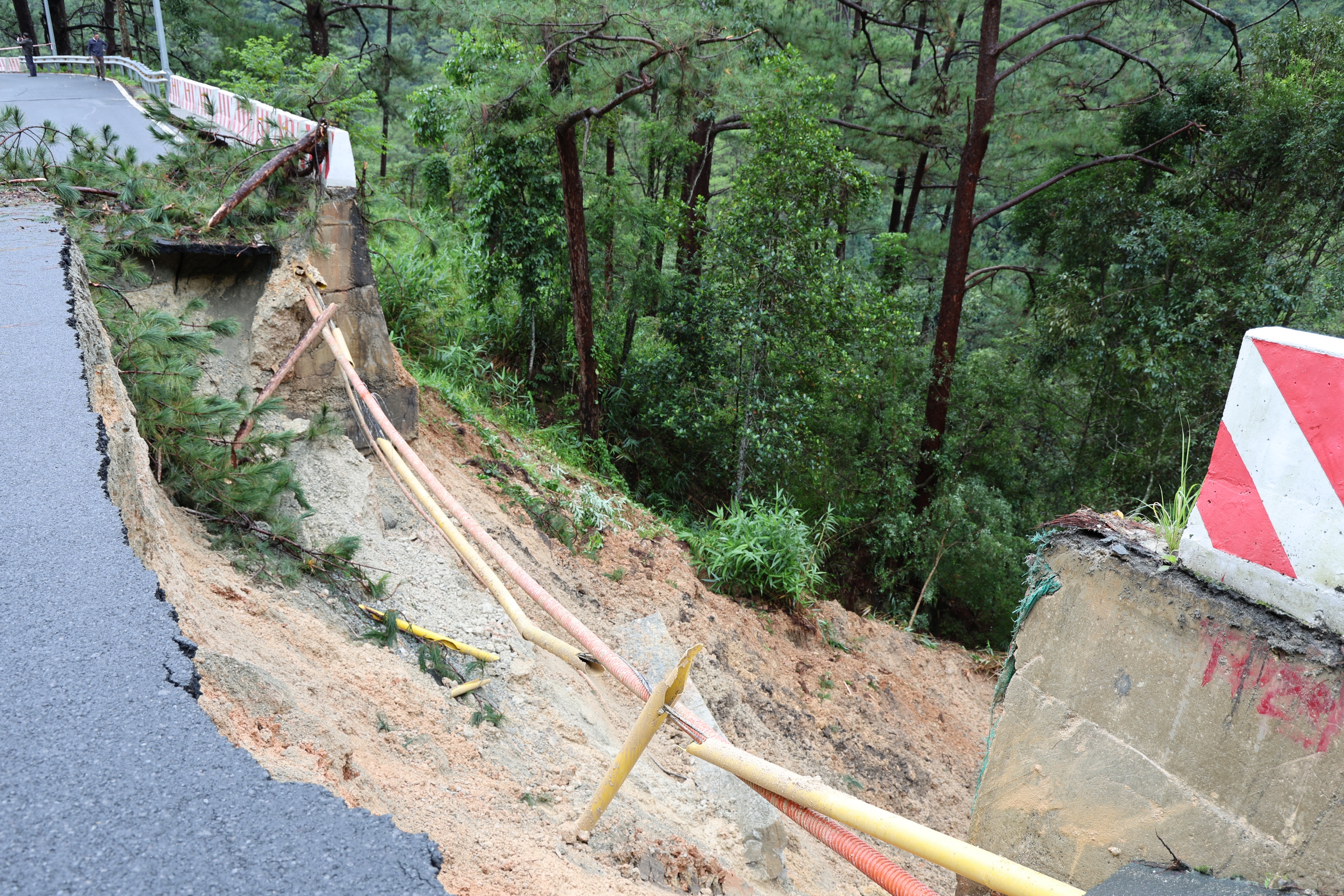 Cận cảnh sạt lở đèo Prenn sau gần 1 năm bàn giao đưa vào sử dụng  - Ảnh 6.