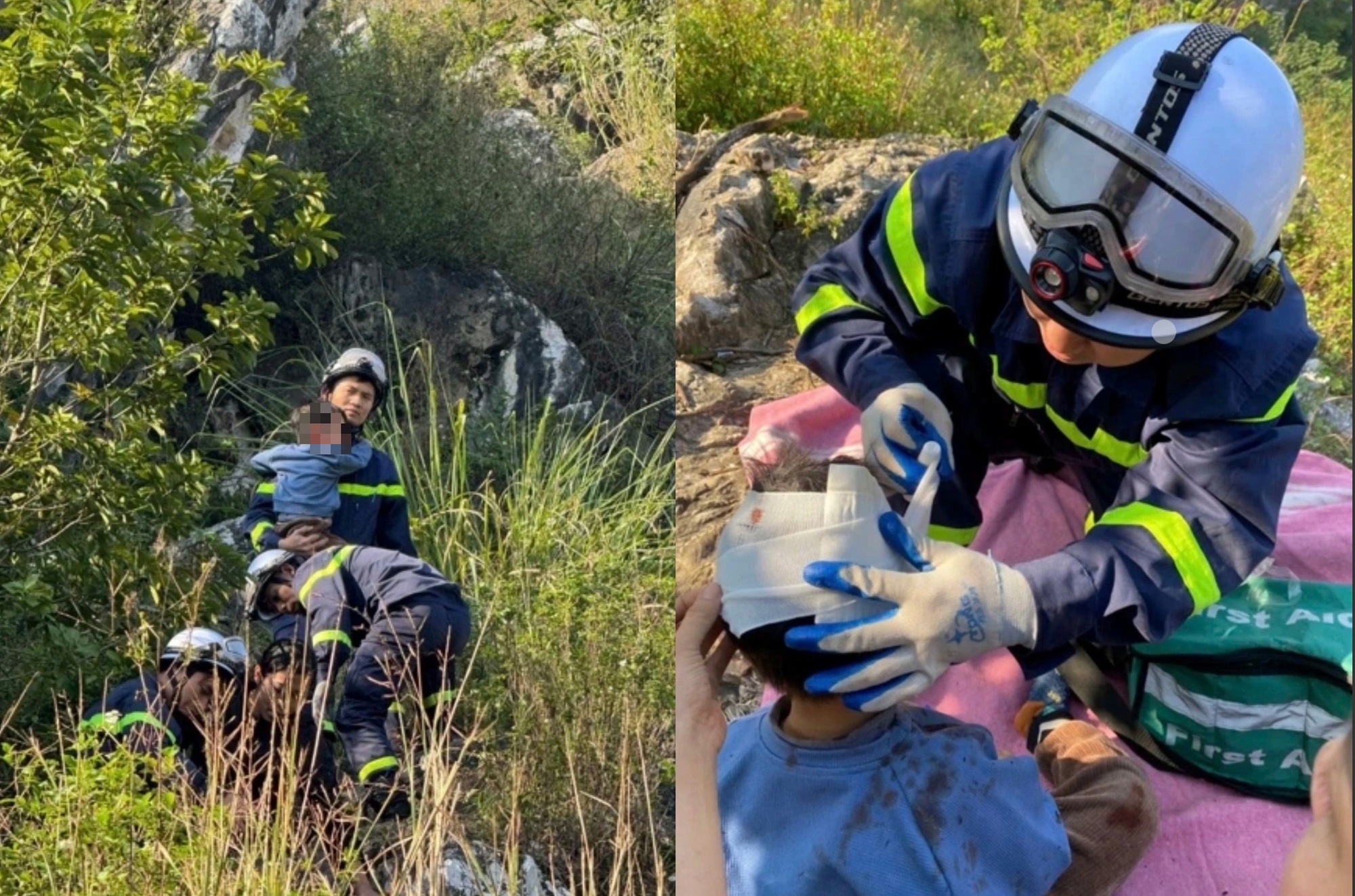 Cứu 2 cháu nhỏ bị rơi xuống hố sâu 3 mét ở núi Trầm- Ảnh 1. Cứu 2 cháu nhỏ bị rơi xuống hố sâu 3 mét ở núi Trầm- Ảnh 1.