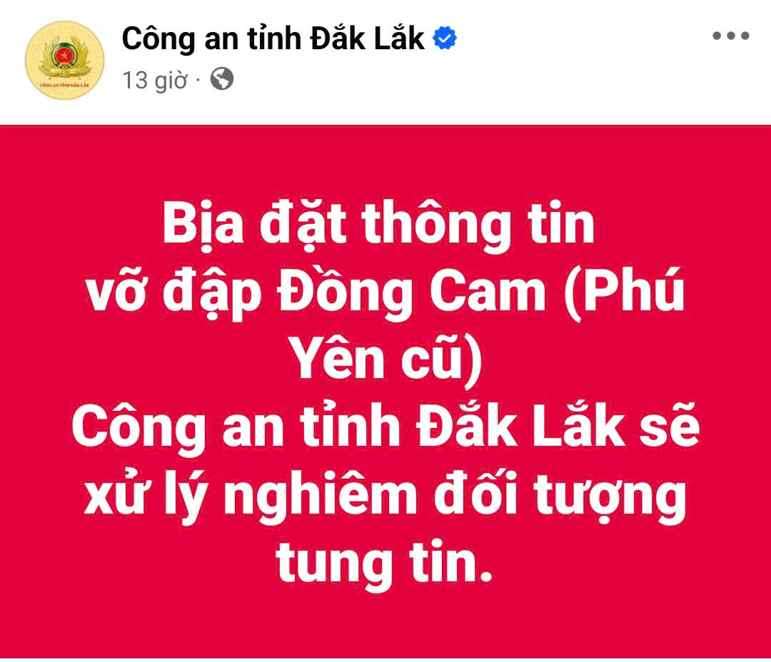 Công an tỉnh Đắk Lắk bác tin 'vỡ đập Đồng Cam'- Ảnh 1.