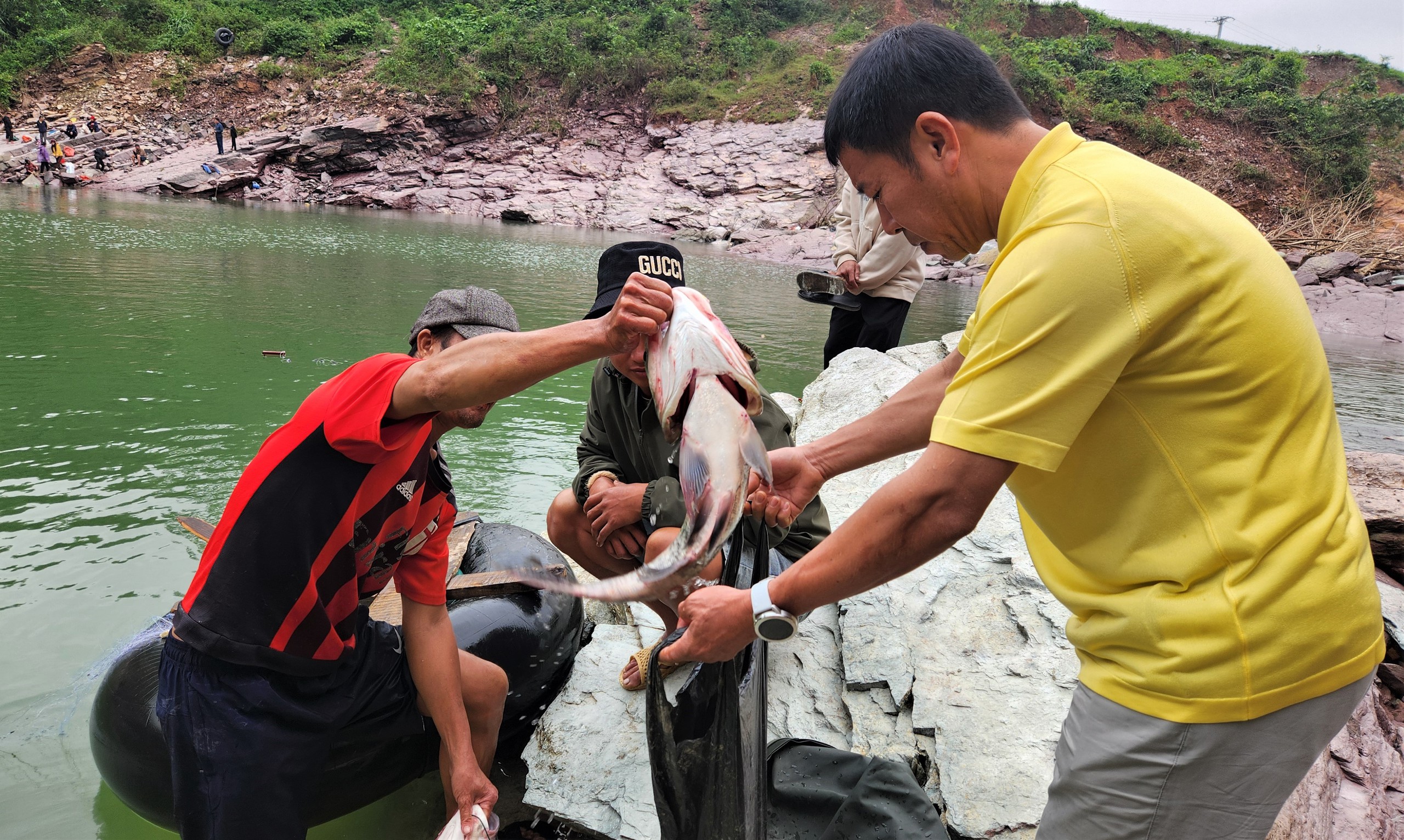 Người dân bắt được cá leo dài cả mét dưới tràn hồ Kẻ Gỗ- Ảnh 6.