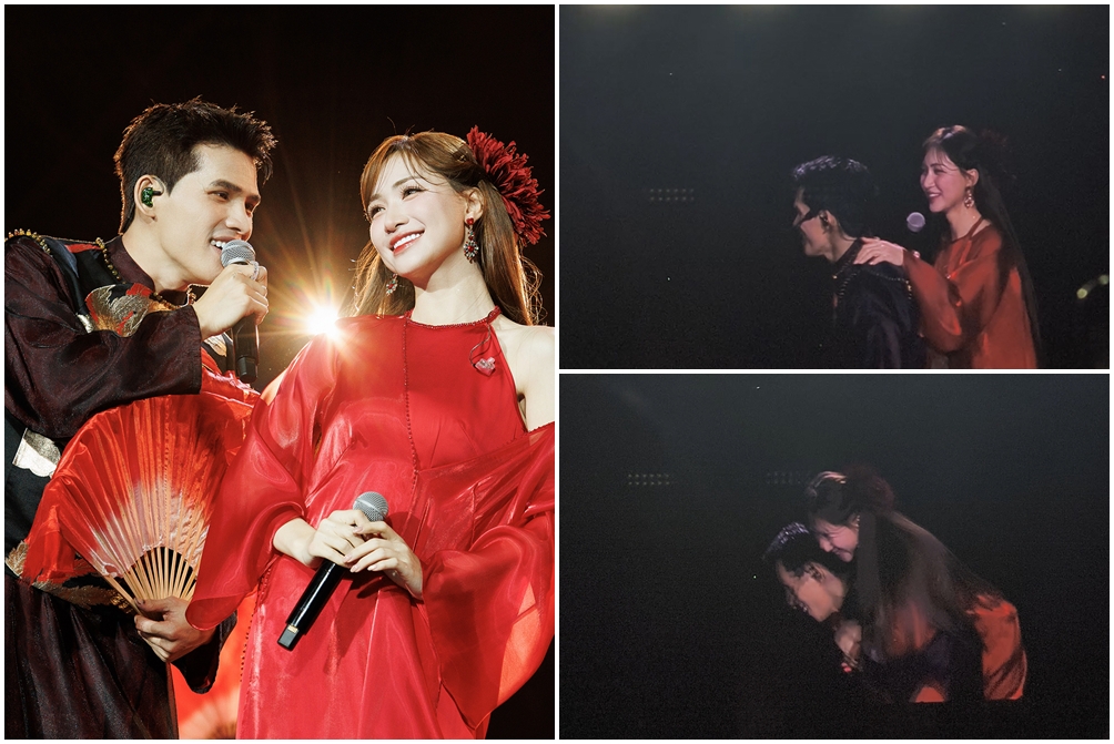 Quốc Thiên cõng Hòa Minzy trên sân khấu - Ảnh 2.