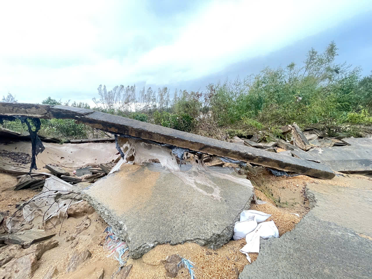 Đê phụ Vân Hội tan hoang sau mưa lũ - Ảnh 3.