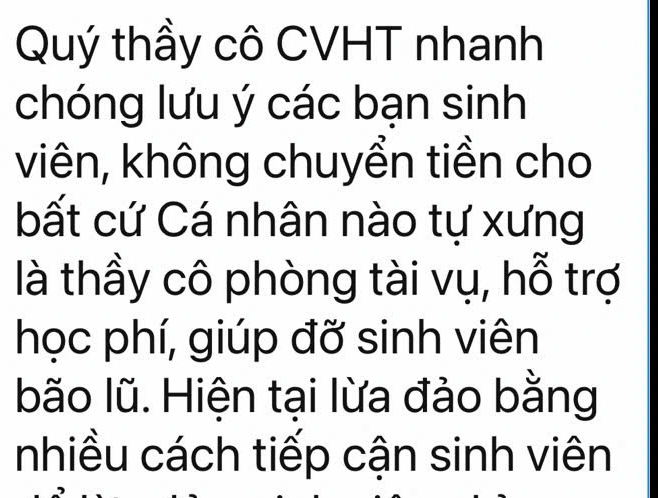 Trường ĐH phát cảnh báo khẩn cấp về chiêu lừa đảo giảm học phí do bão lũ - Ảnh 1.