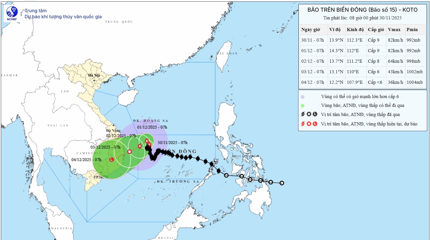 B&atilde;o số 15 (Koto) sẽ đi thẳng v&agrave;o miền Trung, g&acirc;y mưa lớn - Ảnh 1.