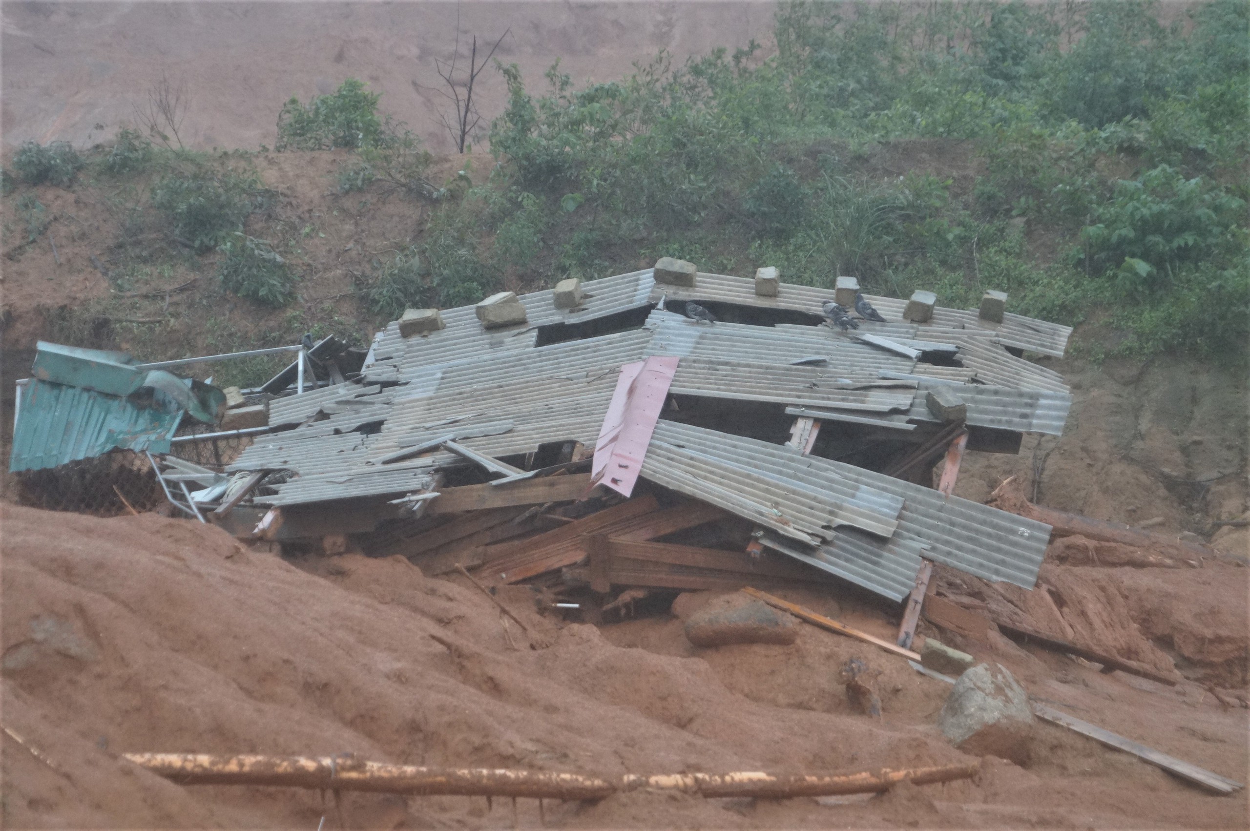 Hiện trường núi Rú Rác sạt lở, đất đá trôi xuống như 'thác' ở Hà Tĩnh- Ảnh 6. Hiện trường núi Rú Rác sạt lở, đất đá trôi xuống như 'thác' ở Hà Tĩnh- Ảnh 6.