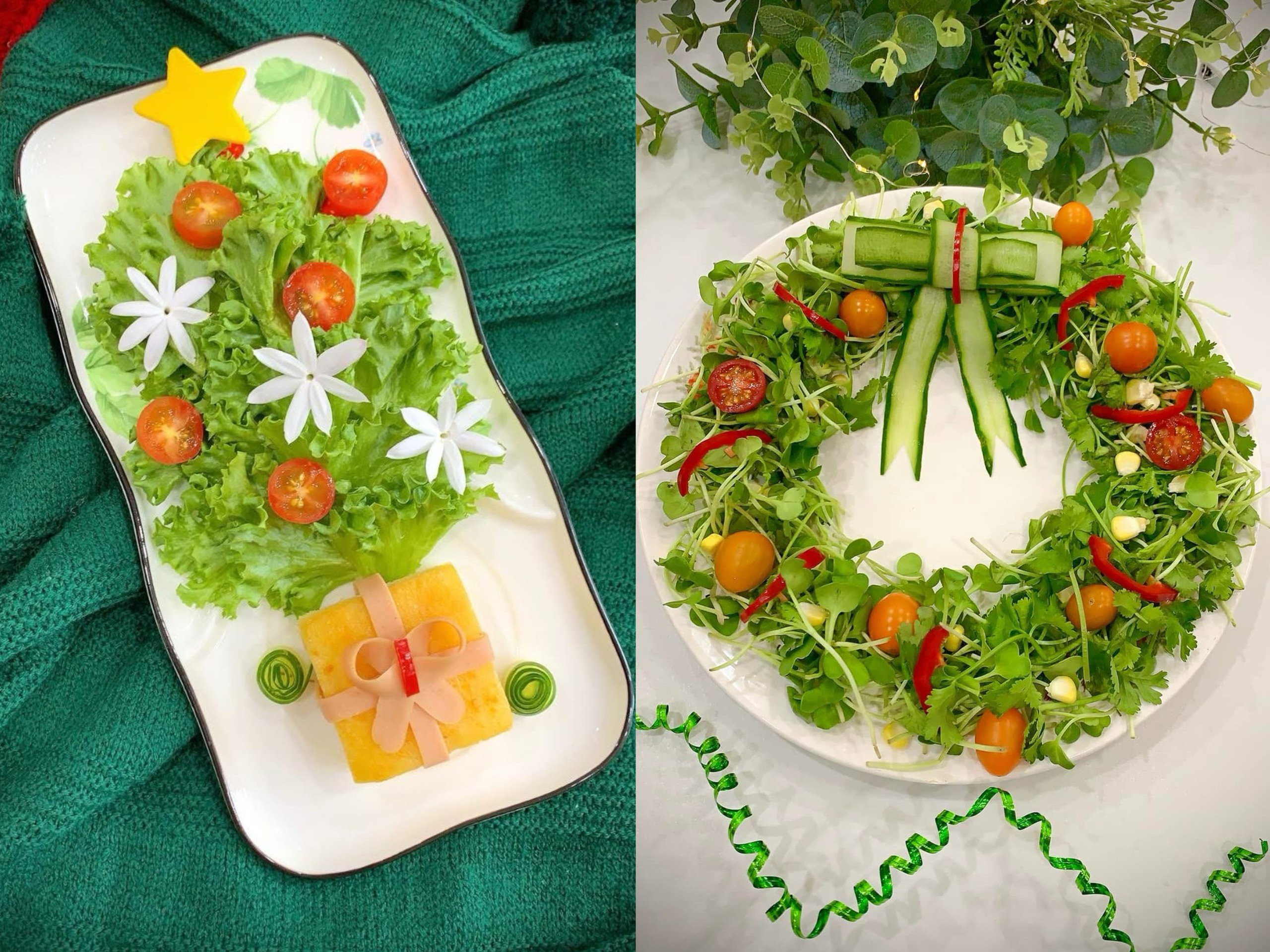 Cây thông Noel từ rau xà lách thành 'trend' mạng xã hội với cách làm đơn giản - Ảnh 2.