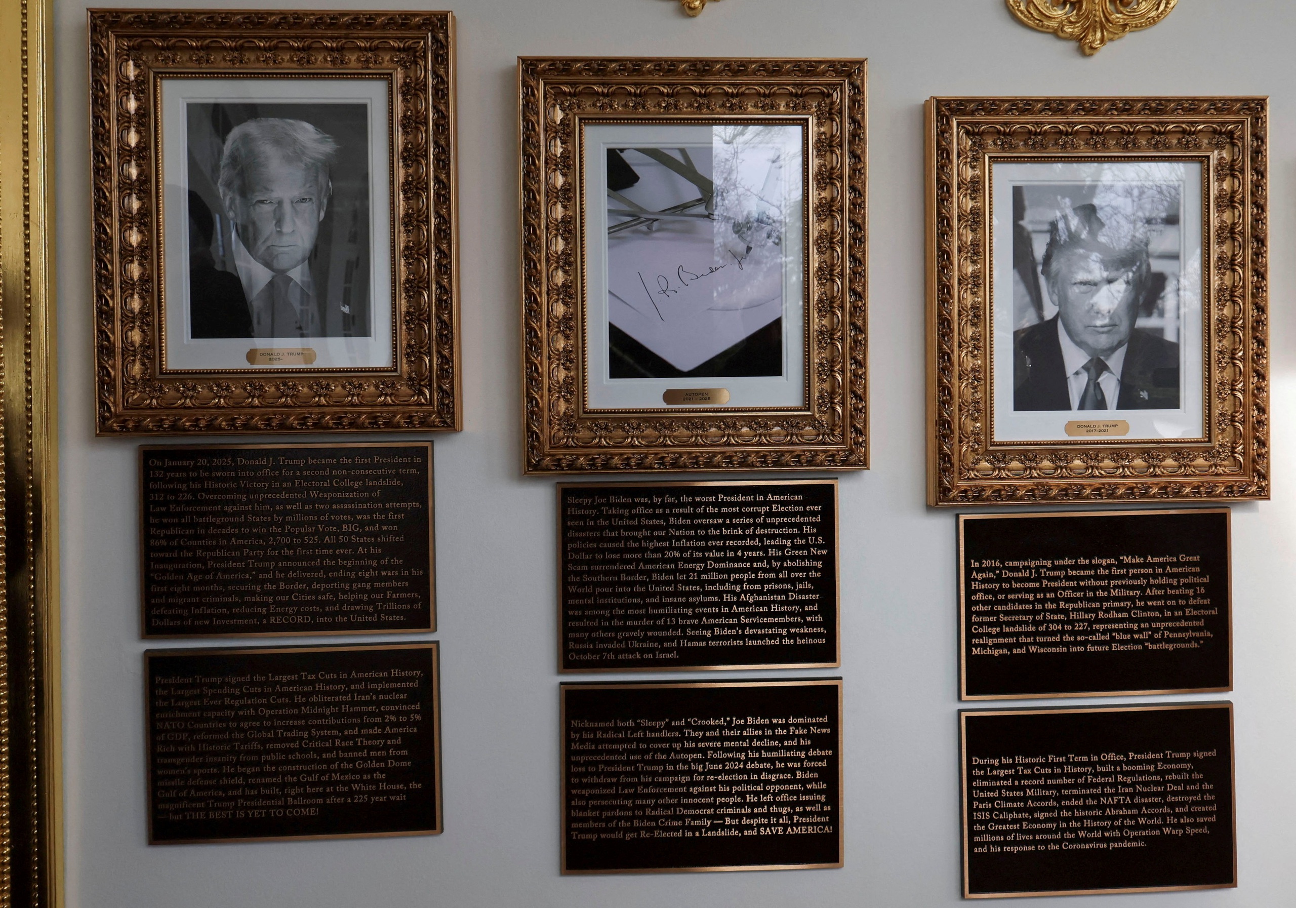 &Ocirc;ng Trump lại ch&acirc;m chọc người tiền nhiệm tr&ecirc;n ảnh tại Nh&agrave; Trắng - Ảnh 1.