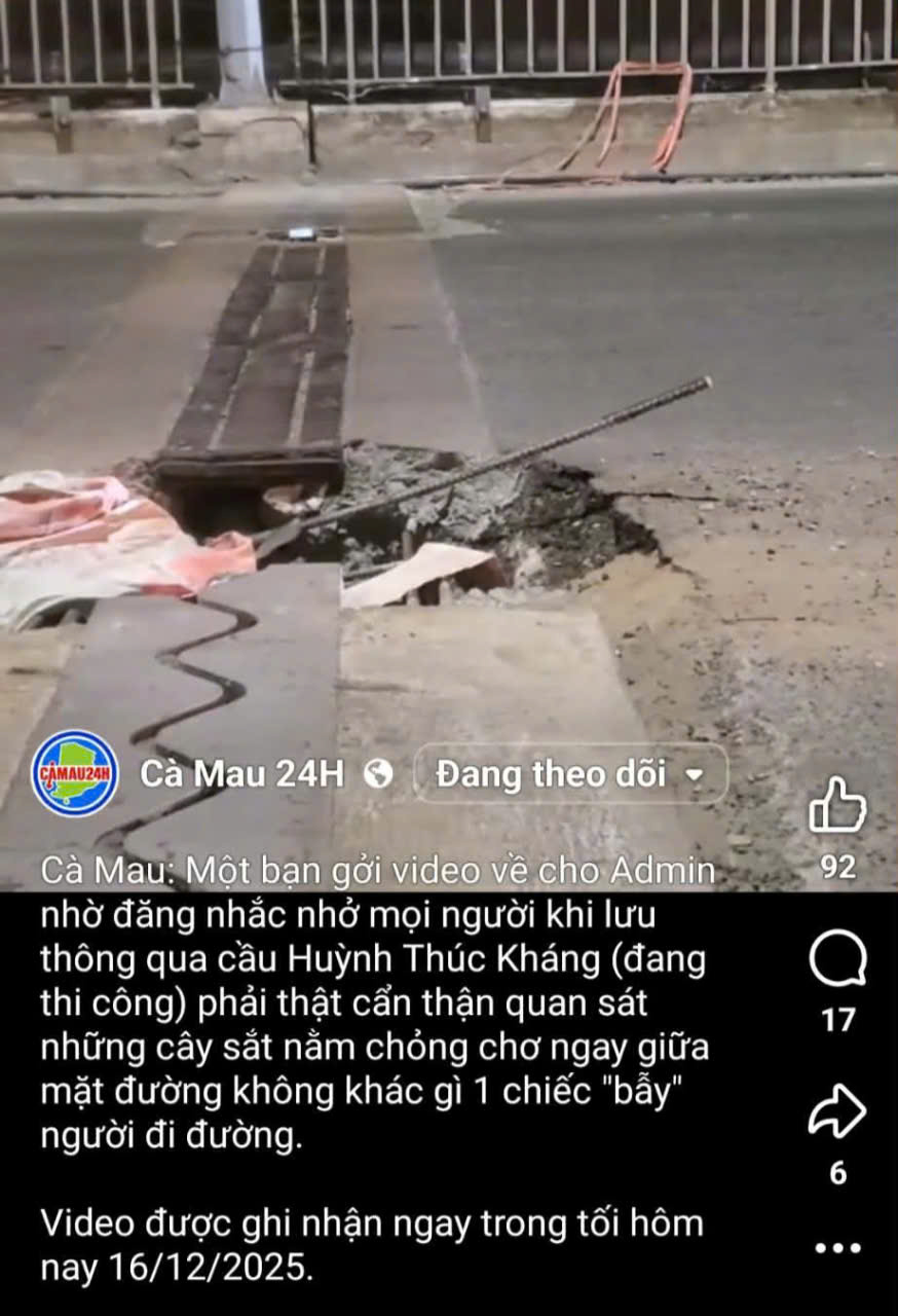 Cà Mau:Thi công cầu Huỳnh Thúc Kháng gây lo ngại an toàn giao thông giờ cao điểm- Ảnh 1. Cà Mau:Thi công cầu Huỳnh Thúc Kháng gây lo ngại an toàn giao thông giờ cao điểm- Ảnh 1.