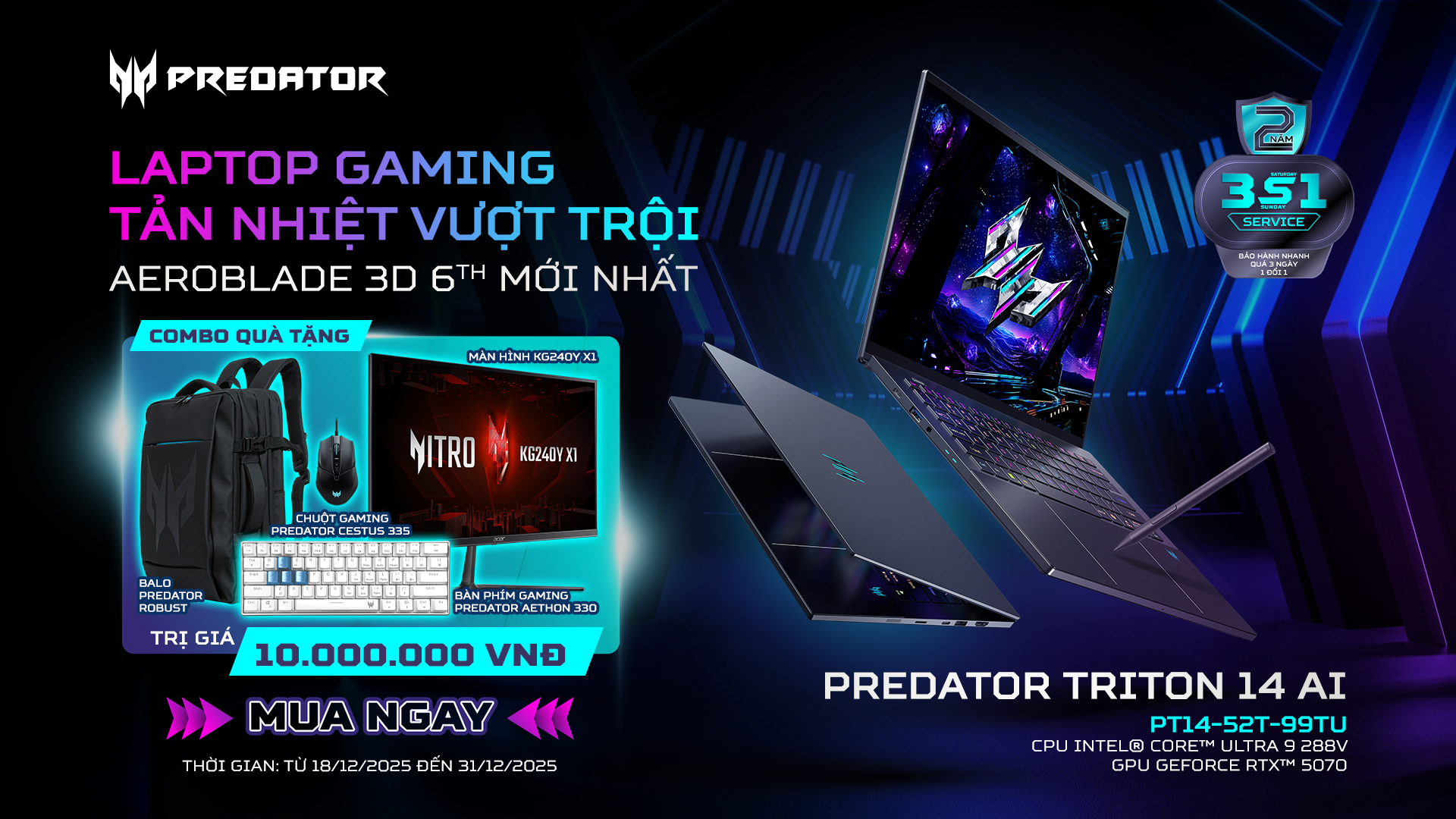Predator Triton 14 AI: Laptop gaming cao cấp, tản nhiệt Graphene TIM, card đồ họa RTX 5070 - Ảnh 6.