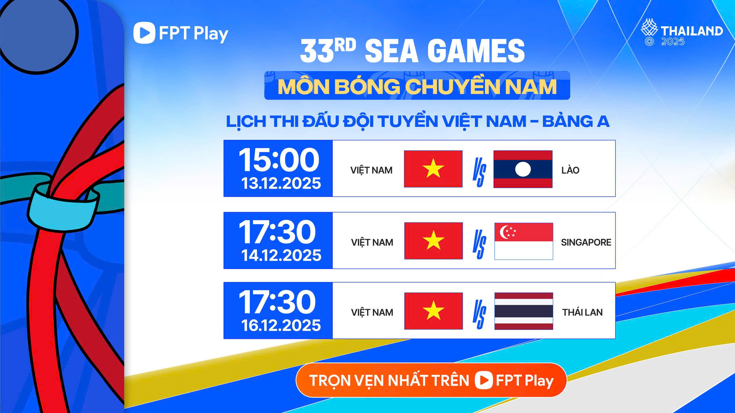 Lịch thi đấu bóng chuyền SEA Games 33 mới nhất: 'Đại chiến' Việt Nam - Thái Lan ngày nào?- Ảnh 2.