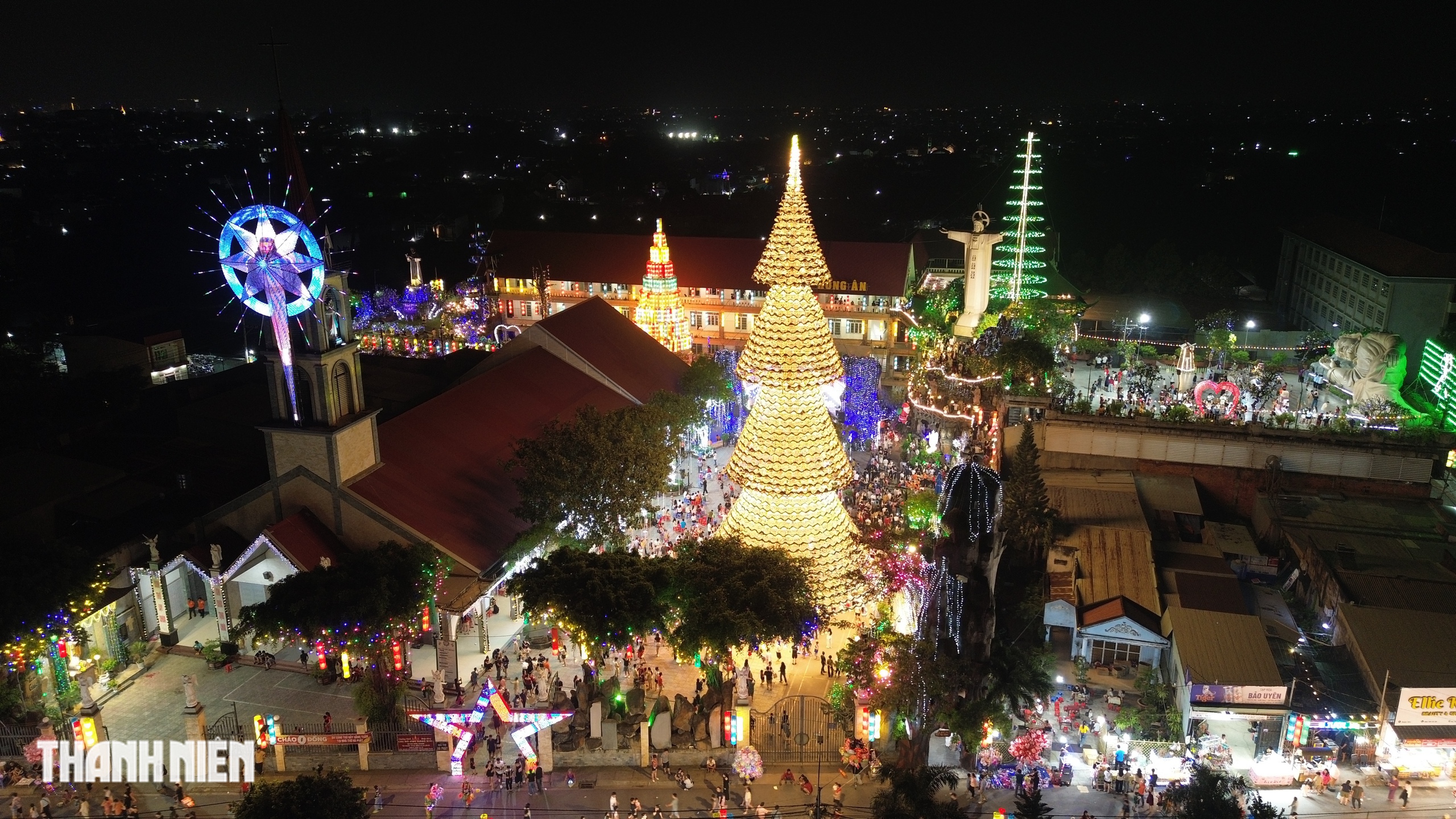 C&acirc;y th&ocirc;ng n&oacute;n l&aacute; s&aacute;ng đ&egrave;n, mỗi đ&ecirc;m đ&oacute;n h&agrave;ng ng&agrave;n người đến chi&ecirc;m ngưỡng - Ảnh 1.