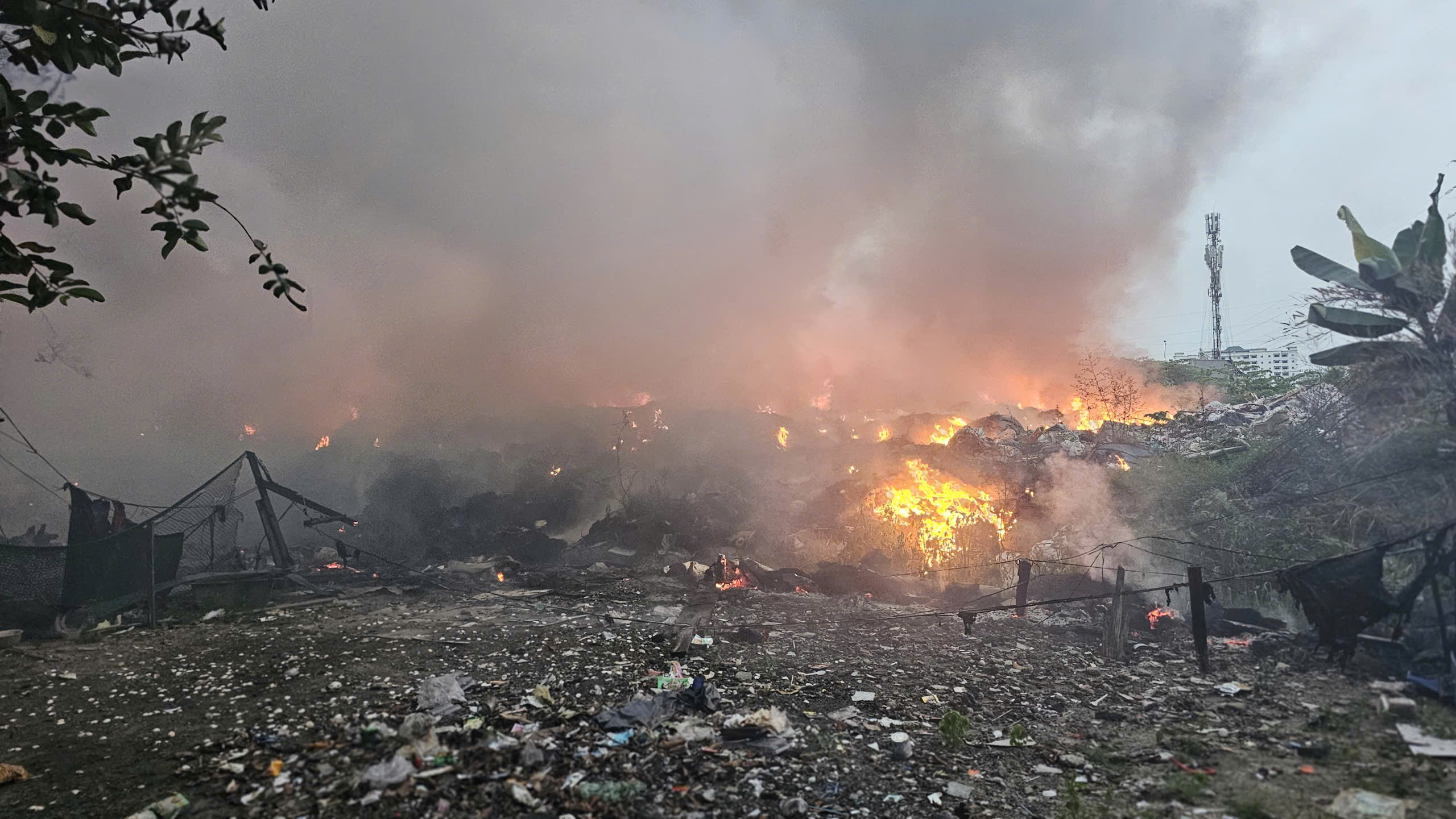 TP.HCM: Cháy bãi rác rộng hàng trăm mét vuông ở phường Đông Hòa- Ảnh 2.