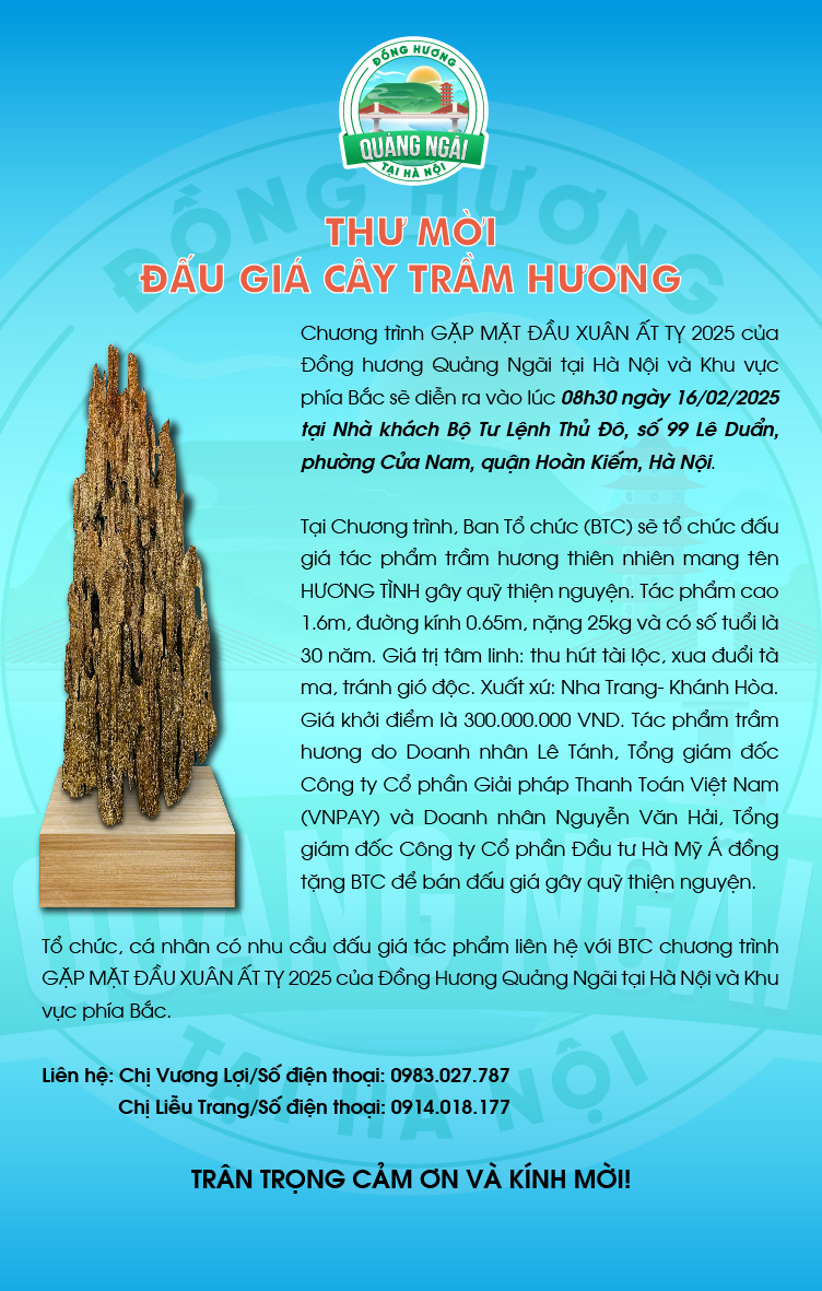 Thư mời đấu giá cây trầm hương- Ảnh 1.