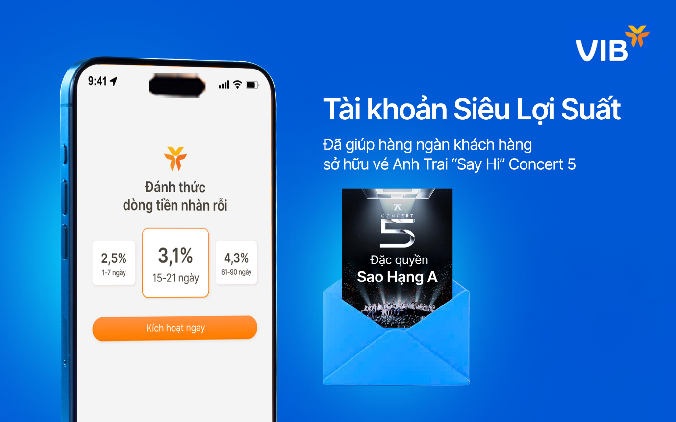 Hàng ngàn chủ tài khoản Siêu Lợi Suất VIB đã sở hữu vé Anh Trai ‘Say Hi’- Ảnh 1. Hàng ngàn chủ tài khoản Siêu Lợi Suất VIB đã sở hữu vé Anh Trai ‘Say Hi’- Ảnh 1.