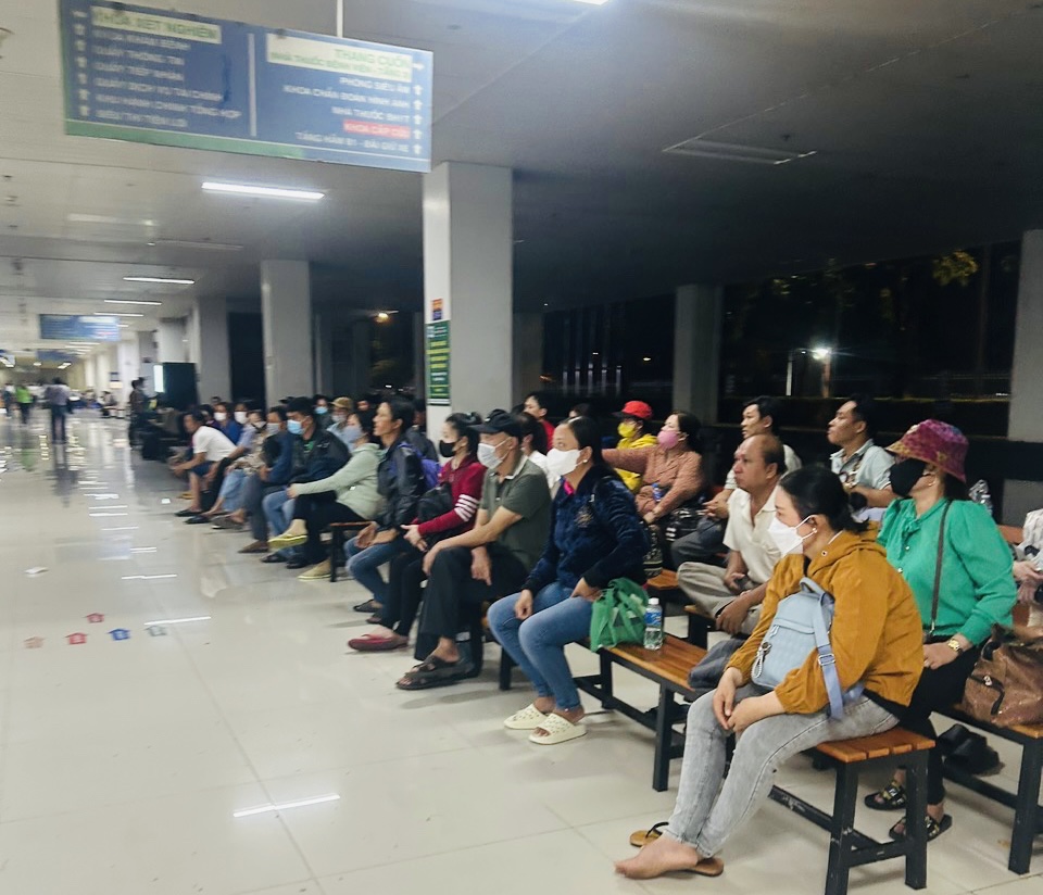 People waiting for a doctor in a special hospital in Ho Chi Minh City.