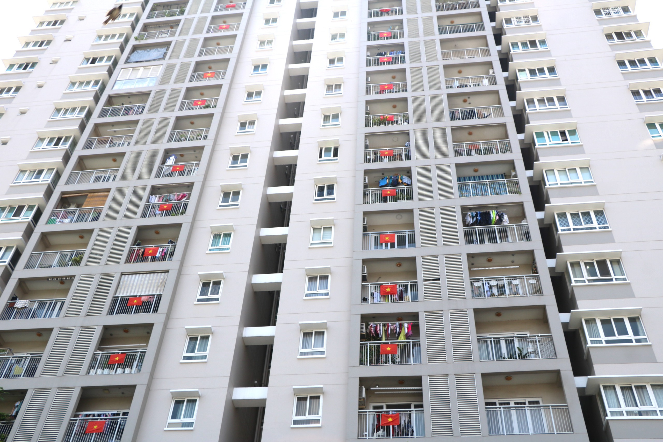 Nhiều chung cư ở TP.HCM đồng loạt treo cờ mừng 50 năm đất nước thống nhất - Ảnh 7.