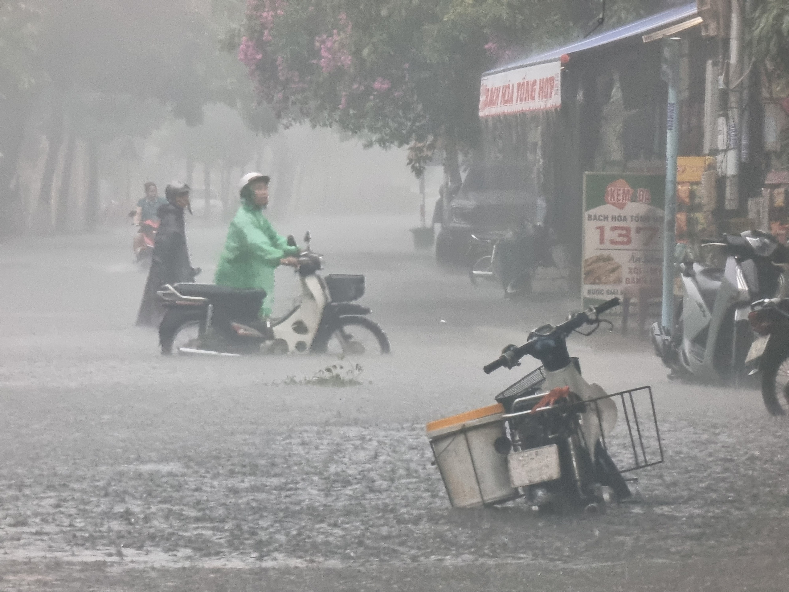 Quảng Bình: Ô tô, xe máy 'lội bì bõm' trên đường phố Đồng Hới do mưa lớn- Ảnh 7. Quảng Bình: Ô tô, xe máy 'lội bì bõm' trên đường phố Đồng Hới do mưa lớn- Ảnh 7.