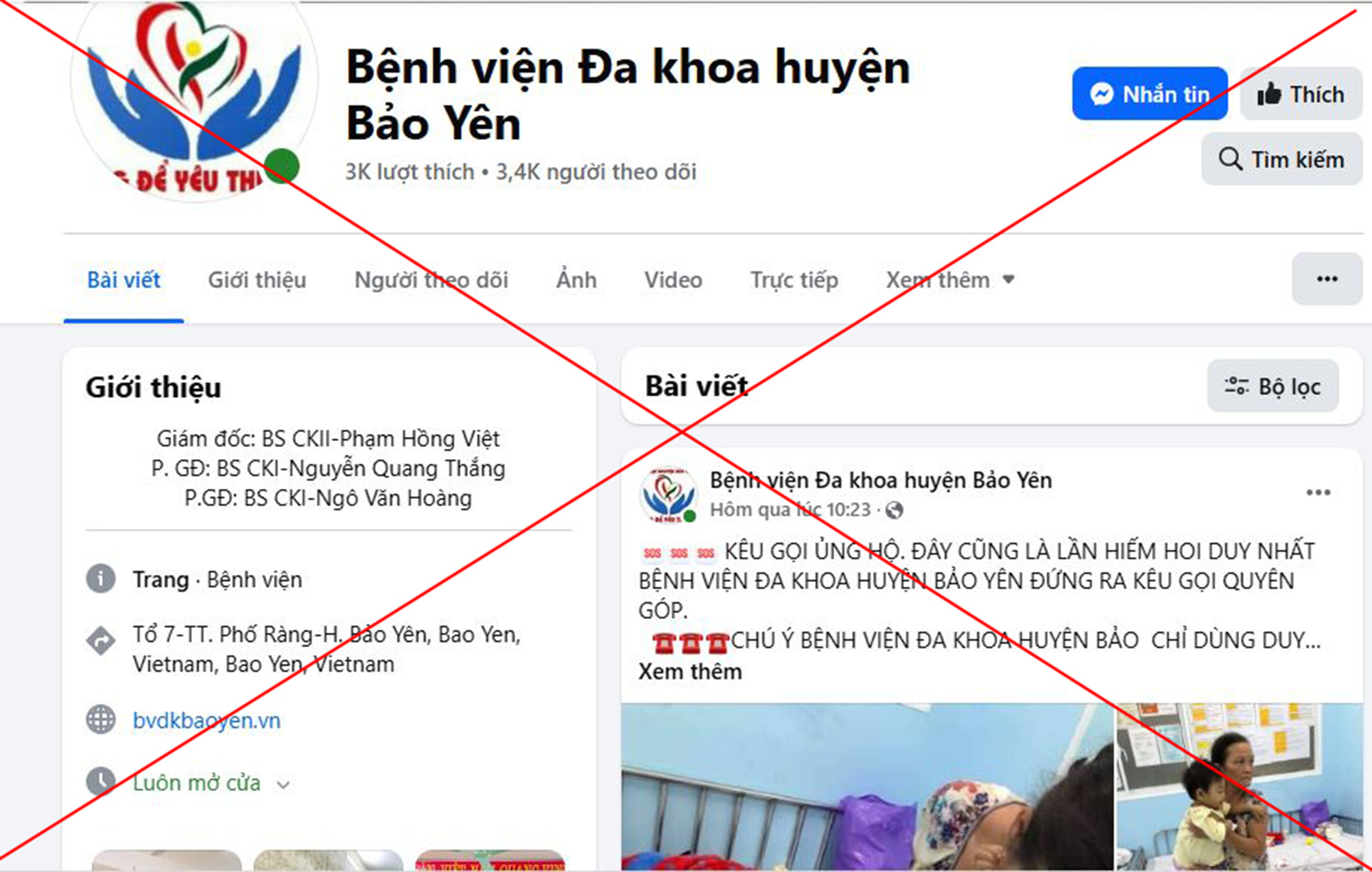 Tạo Facebook giả bệnh viện, kêu gọi tiền từ thiện - Ảnh 1. Tạo Facebook giả bệnh viện, kêu gọi tiền từ thiện - Ảnh 1.