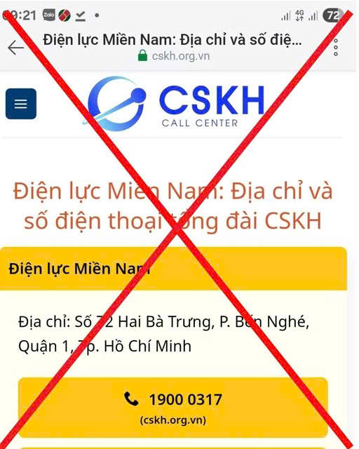 Cảnh báo trang web giả mạo ngành điện: Cước phí gọi cao gấp 8 lần - Ảnh 1. Cảnh báo trang web giả mạo ngành điện: Cước phí gọi cao gấp 8 lần - Ảnh 1.