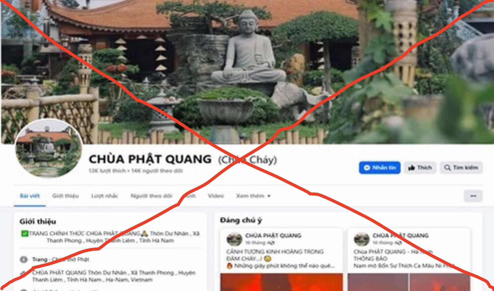 Nhiều Fanpage giả mạo kêu gọi ủng hộ chùa Phật Quang sau vụ cháy - Ảnh 1.